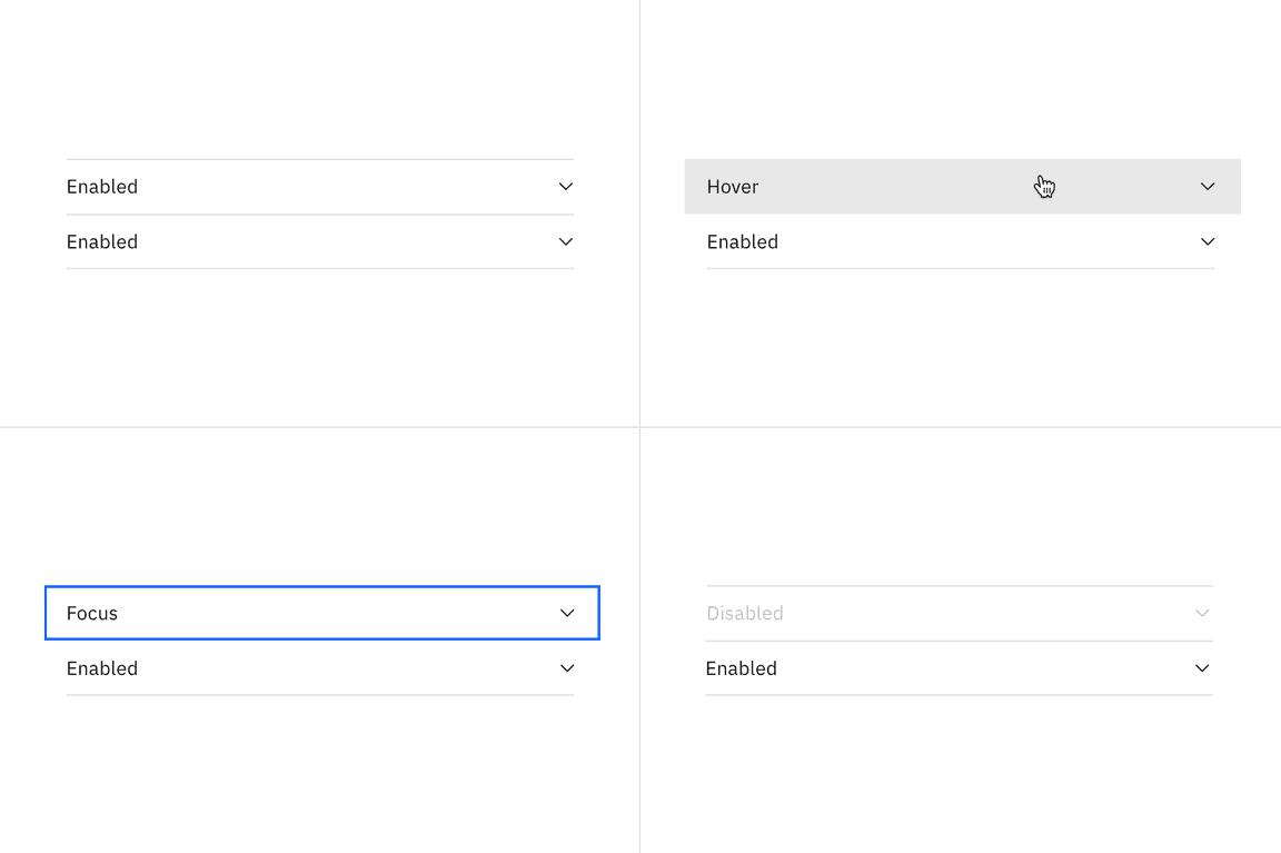 flush accordion alignment interactive states